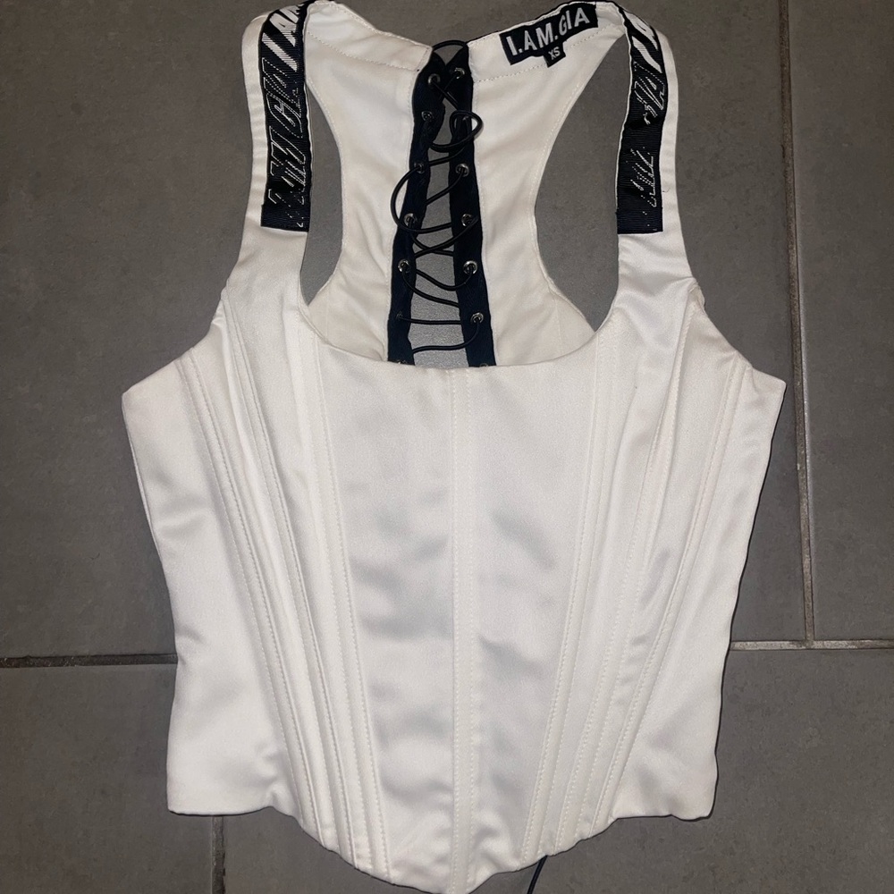 I am Gia white corset top